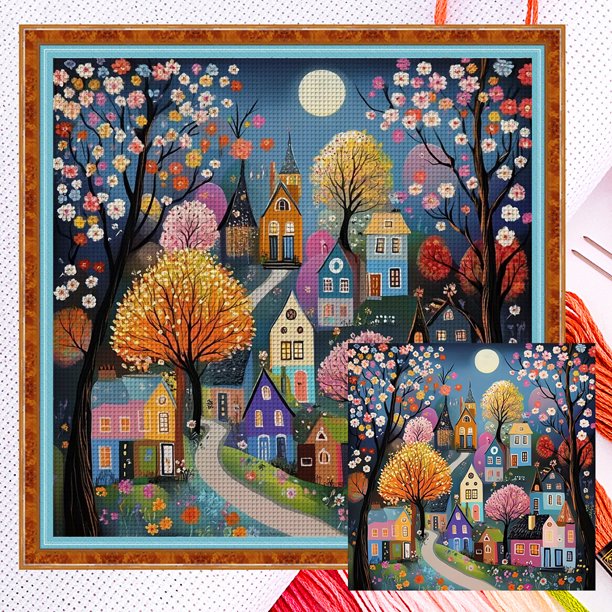 Kit Punto Cruz Contados Hilo Algodón Ecológico Bordado 11CT 40x50cm