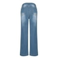 thumbnail image 4 of Bibifish Womens Jeans Dark Blue Drawstring Waist Wide Leg Denim Pants Side Pocket Soft Oversized Fit Casual Daily Outings Streetwear Trendy Jeans, 4 of 5