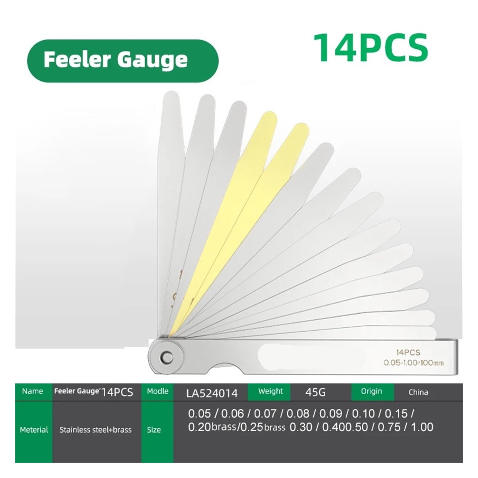 Feeler Gauge Metric Size 0.02-1mm Thickness Gauge Set Valves Foliage of Valves Gap For Measurement Probe Gap ,Corrosion-Resistant
