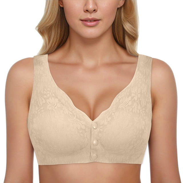 Kcodviy Women Seamless Bra Front Woman Bra Button Comfortable Beautiful Back Women Bra Set and Woman's Sports Bra Long Lined Sports Bra Compression Bra for Women