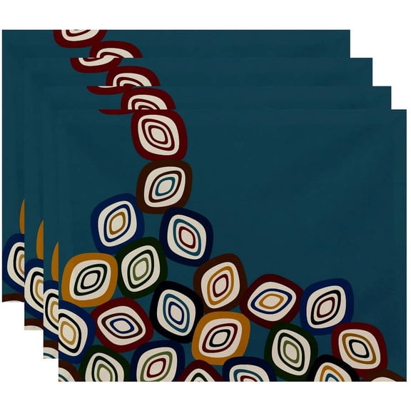 Simply Daisy 18" x 14" Falling Leaves Geometric Print Placemats, Set of 4