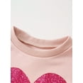 thumbnail image 4 of Jolyshlid Girls 4 Piece Outfits Heart Printed Crewneck Sweatshirt and Flare Pants Set Kids Long Sleeve Casual Clothes,Pink Apricot,7-8Y, 4 of 10