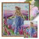 thumbnail image 1 of (RA484) Hilo Algodón Ecológico Bordado 16CT 2 Hebras Impresión 25*30cm Kit Serie Personajes Punto Cruz Niña Lavanda (borde Gancho), 1 of 9