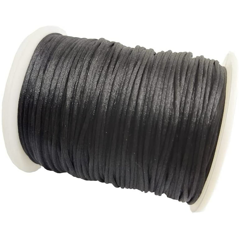1.5mm Nylon Cord, 500M x 1.5mm Nylon Chinese Knot Cord Rattail Macrame Shamballa Thread, Women's, Size: One size, Black