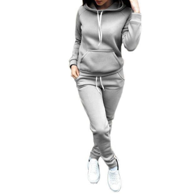 Parsa Fashions ® Womens Hooded Tracksuit 2Pcs Plain Pull Over Hoodie Jogging Bottom Sizes Small to XXXXXL 