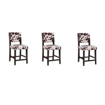 Riverbay Furniture Set of 3 24" Wood Cow Print Counter Stool in Brown