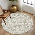 thumbnail image 3 of Farmhouse Sage Green Large Area Rugs for Bedroom Living Room, Soft Non Slip Carpet Bedside Rug, Vintage Flower Leaf Botanical Round Floor Cover Kitchen Accent Rug 5' for Dining Room/Office, 3 of 9