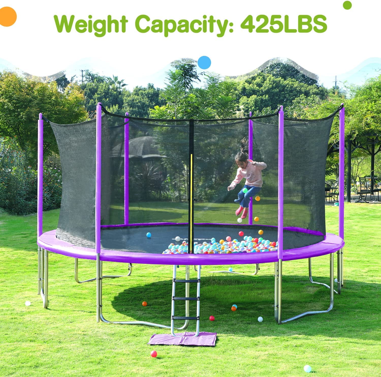 Zupapa 16 15 14 12 10 8FT Kids Trampoline 425LBS Weight Capacity with