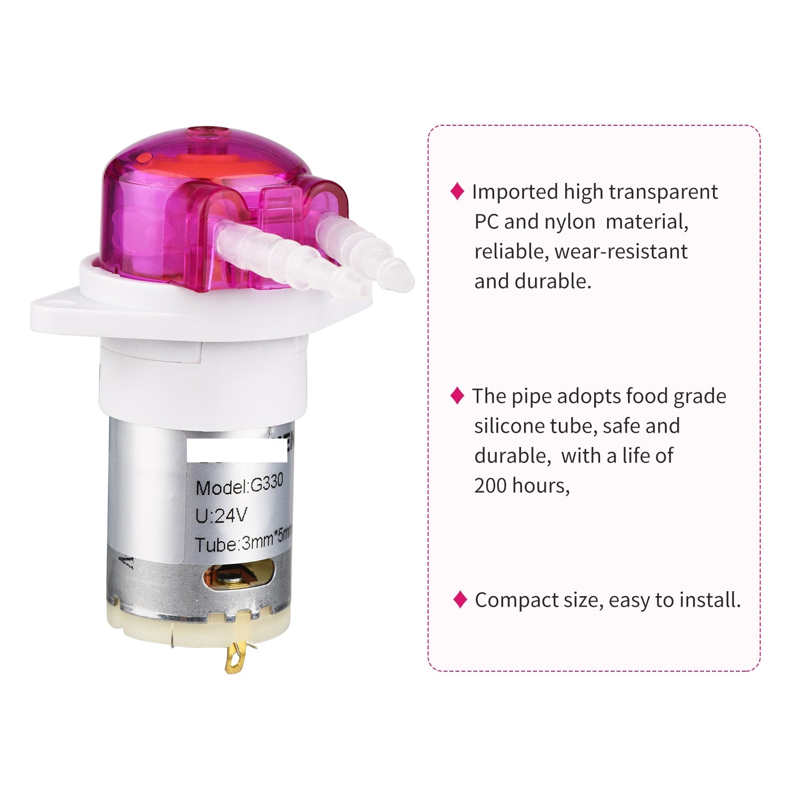 Peristaltic Pump Dosing Pump Mini Pump Liquid Self-priming Water Pump Silicone Tube for Aquarium Tank Lab Chemical Analy ,Adjustable Flow Rate