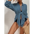 thumbnail image 7 of Bsubseach Fashion Polyester Swiss Dot Button Down Shirt Dress Swimwear Cover-Ups, One Size, 7 of 7