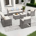 thumbnail image 5 of 6 Pieces Outdoor Patio Furniture Set, All-Weather Wicker Outdoor Sectional Conversation Dining Set with Ottoman,Gray Wicker&Beige Cushions, 5 of 7