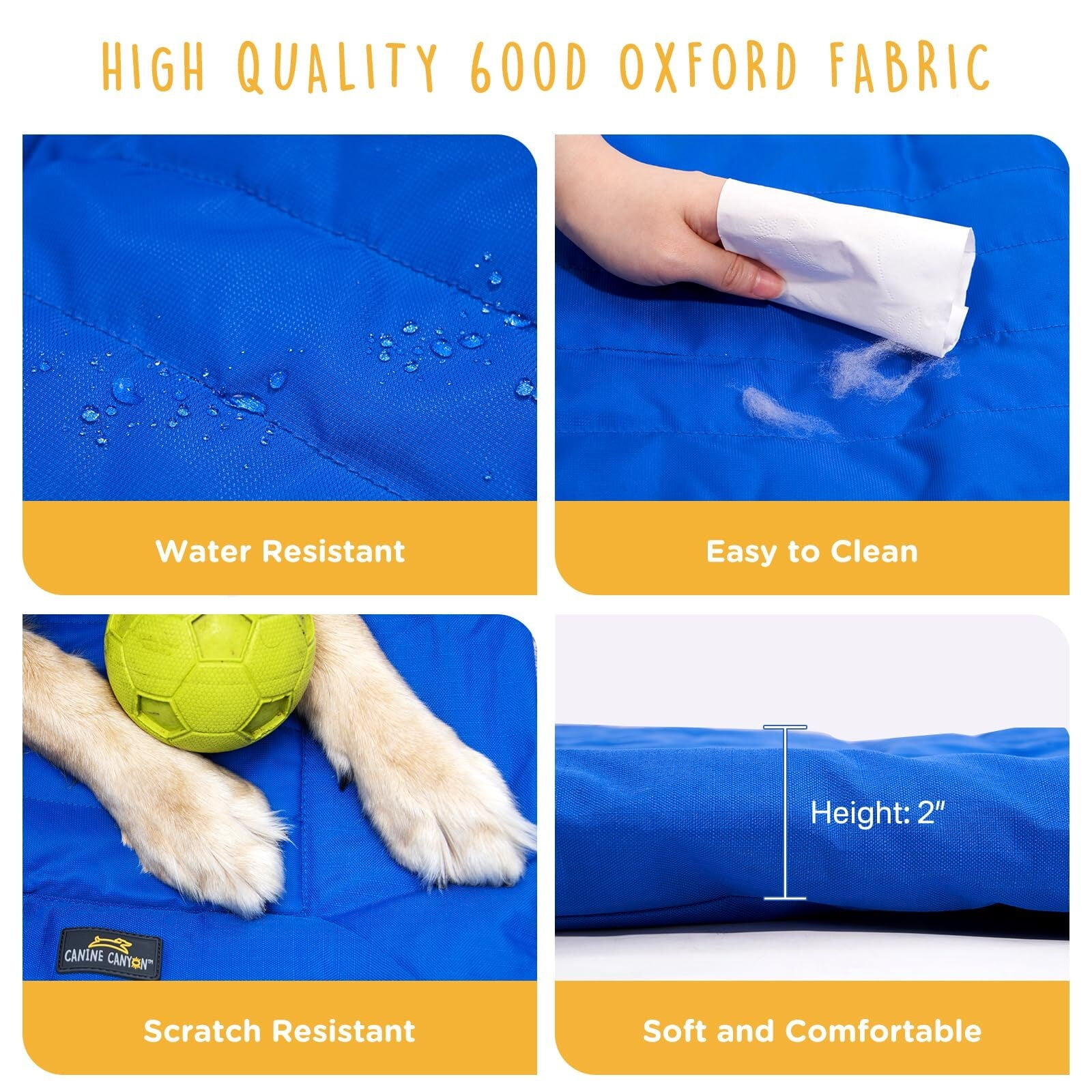 Travel Dog Beds, Foldable, Water Resistant, Machine Washable Dog Bed, Dog Bed for Medium Size Dog, Portable Indoor/Outdoor Dog Bed for Camping, Parks, or Home, Dark Blue