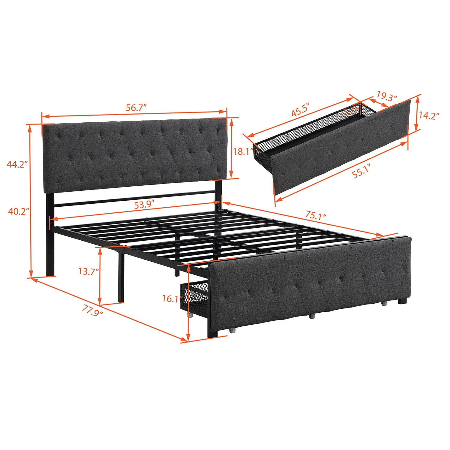 Kadyn Full Bed Frame Heavy Duty, Metal Platform Bed Frame, Sturdy Steel Frame, Support Up to 400lbs, No Box Spring Needed, Noise-free, Easy Assembly, Gray&Full Kadyn Full Bed Frame Heavy Duty, Metal Platform Bed Frame, Sturdy Steel Frame, Support Up to 400lbs, No Box Spring Needed, Noise-free, Easy Assembly, Gray&Full