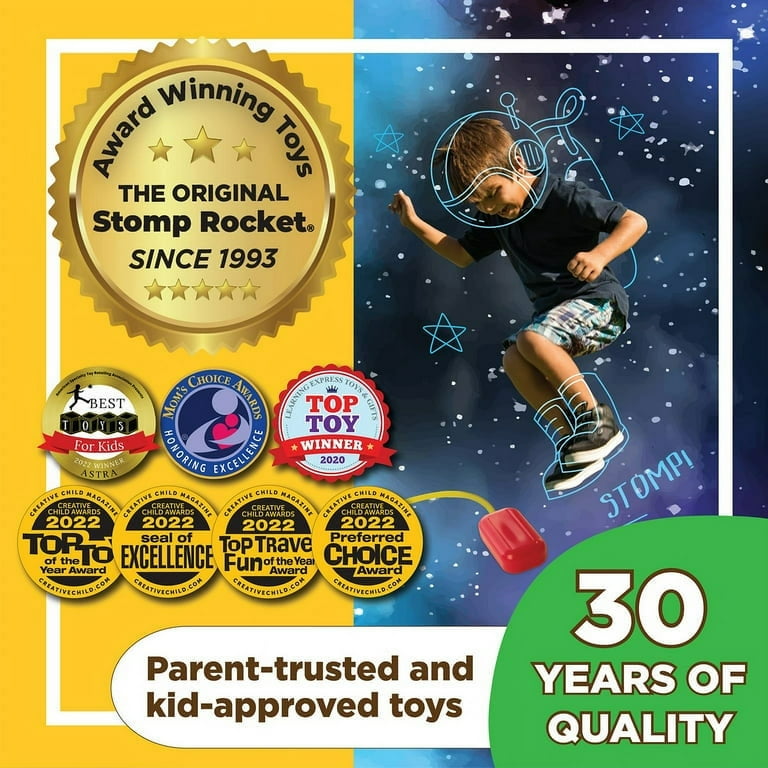 Stomp Rocket Original Jr. Glow Rocket Launcher for Kids Soars up to 100 Ft 4 Foam Rockets and Adjustable Launcher Gift for Boys and Girls Ages 3