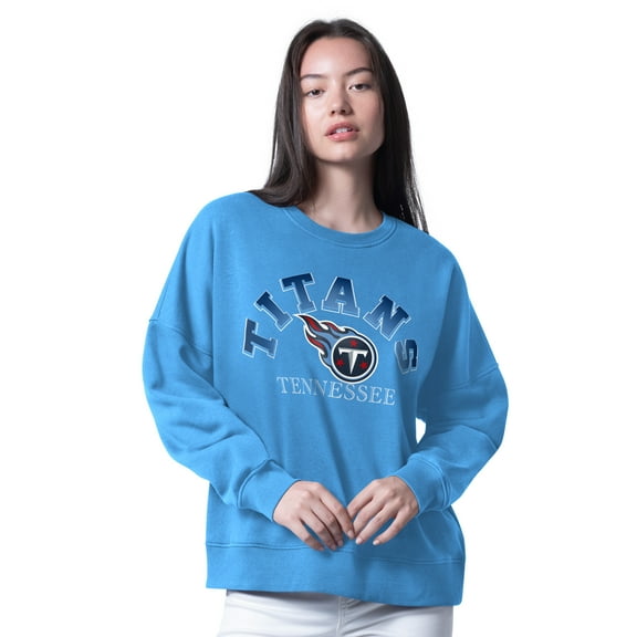 Women's G-III 4Her by Carl Banks Light Blue Tennessee Titans Oversized Feud Sweatshirt