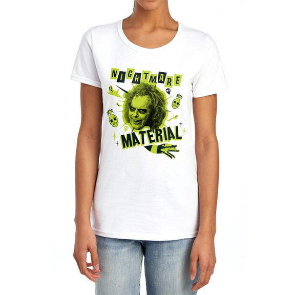 Beetlejuice Beetlejuice Nightmare Material Women's T Shirt, White, 2X-Large