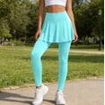 thumbnail image 2 of Women's Skirted Yoga Pants, High Waist Pleated Overlay Workout Leggings, 2 in 1 Sport Bottoms for Gym Tennis, 2 of 6