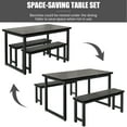 thumbnail image 3 of UHOMEPRO Kitchen Table Set with 2 Benches, 3 Piece Dining Room Sets for 4, Modern Faux Marble Look Table Set, Dining Table Set for Home Kitchen and Parties, Black, 3 of 8