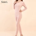 thumbnail image 2 of Conjunto de ropa interior térmica larga para mujer, 2 piezas, forro polar, parte superior e inferior, pijama, color rosa, 2 of 6