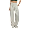 thumbnail image 2 of Chbgutlmr Womens Pants Straight Leg High Waist Pleated Trousers Casual Loose Comfy Solid Color Dailywear Pants with Pockets, 2 of 5