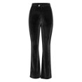 thumbnail image 7 of Women's Trendy Velvet Striped Slim Fit High Waist Single Button Flared Leg Solid Stretchy Long Skinny Pants Black,2XL, 7 of 7