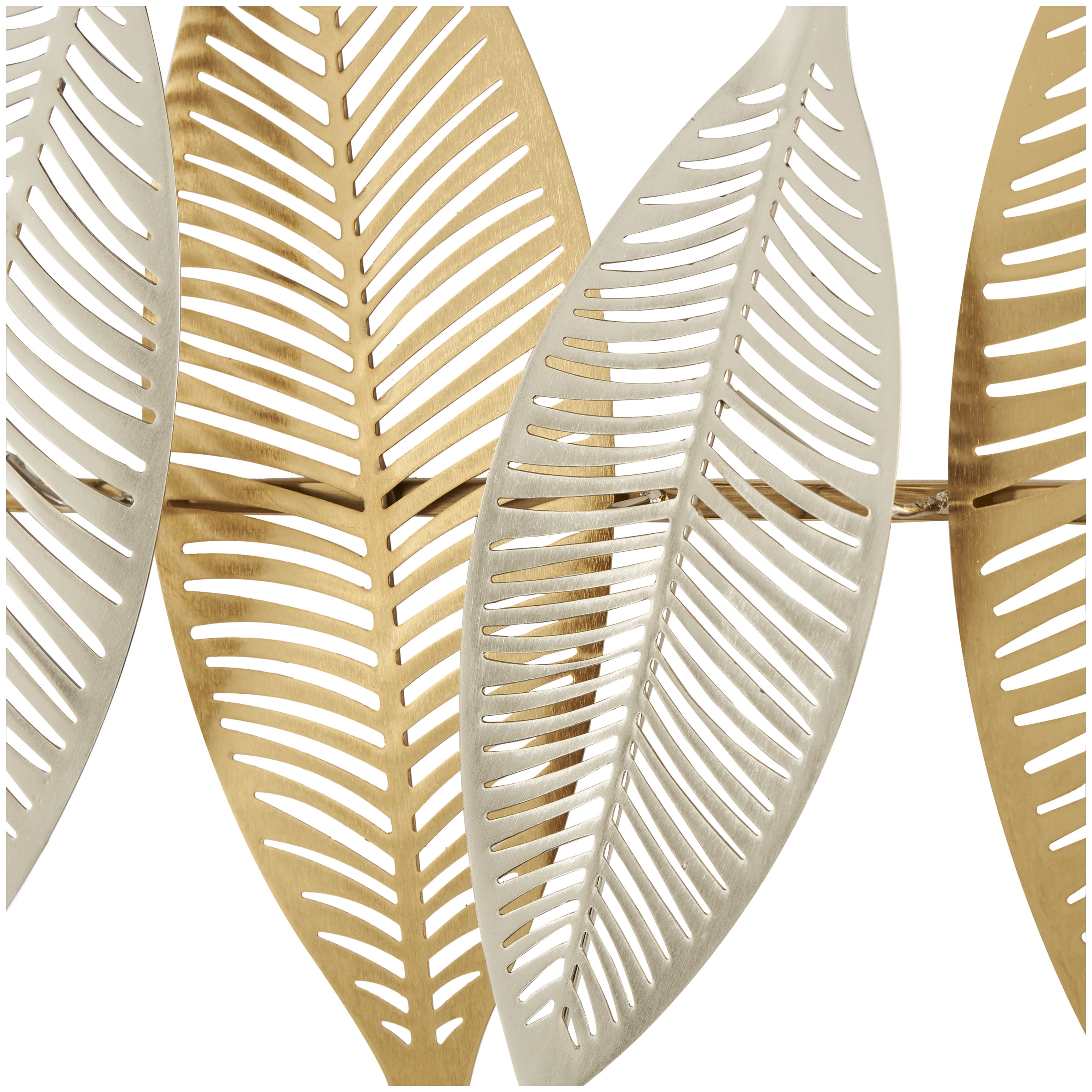 DecMode Gold Metal Metallic Leaf Wall Decor with Silver Accents
