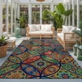 thumbnail image 2 of Area Rugs 5'x7', Vintage Boho Carpet Runner Indoor Outdoor Rugs Home Decor Aesthetic, Ethnic Floral Geometric Green Blue Red Non Slip Mats Washable Accent Rug for Living Room Bedroom, 2 of 8