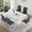 Table+6 Gray Chairs, variant on StnTalk Modern Dining Table Set for 6, Faux Marble Dining Room Table Set with 6 Black PU Leather Cantilever Dining Chairs, Rectangular Kitchen Table Set for 6
