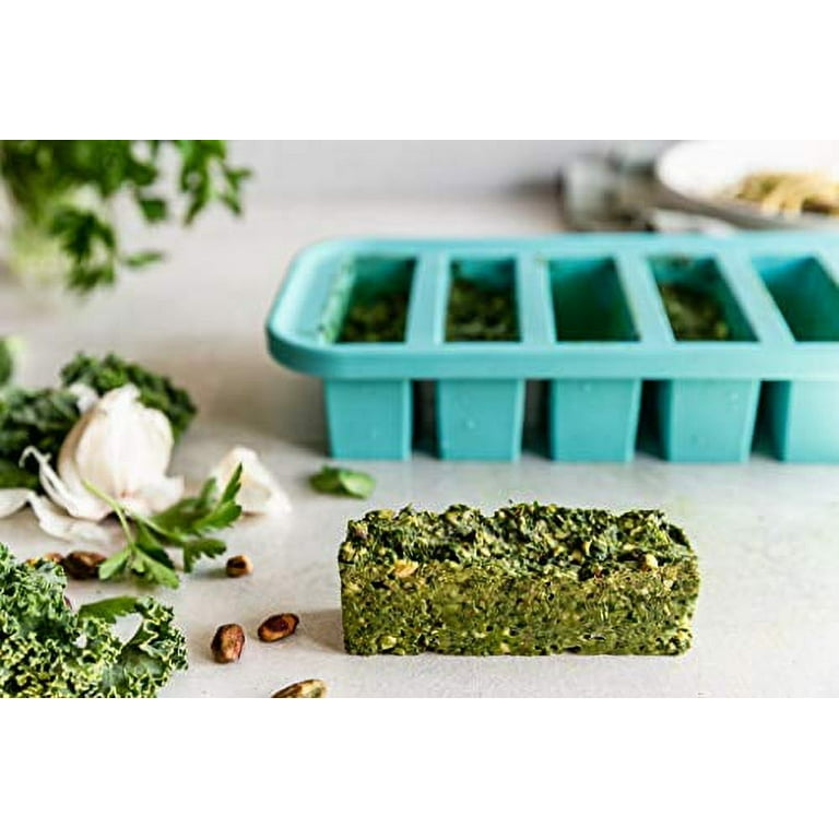 Souper Cubes 1/2-Cup Freezing Tray with lid, makes 6 perfect 1/2 cup  portions, freeze pesto, salsa, or sauce