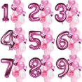 thumbnail image 2 of 12 piezas de globos para fiesta de primer cumpleaños de niña y niño, globos con números rosas, decoración de cumpleaños para niños de 1, 2, 3, 4, 5, 6, 7, 8 y 9 años, suministros para fiestas, 2 of 5