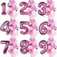 thumbnail image 2 of 12 piezas de globos para fiesta de primer cumpleaños de niña y niño, globos con números rosas, decoración de cumpleaños para niños de 1, 2, 3, 4, 5, 6, 7, 8 y 9 años, suministros para fiestas, 2 of 5