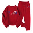 thumbnail image 1 of Trapstar Chandails Molletonnés à Col Rond pour Femmes Ensembles Manches Longues Graphiques Chandails Molletonnés pour Femmes Amples Trapstar Style de Rue Hip-hop Chandails Molletonnés à Enfiler+pantalon de Survêtement Ensemble pour Femmes de 2 Vêtements Classiques pour Femmes (Rouge, P), 1 of 3