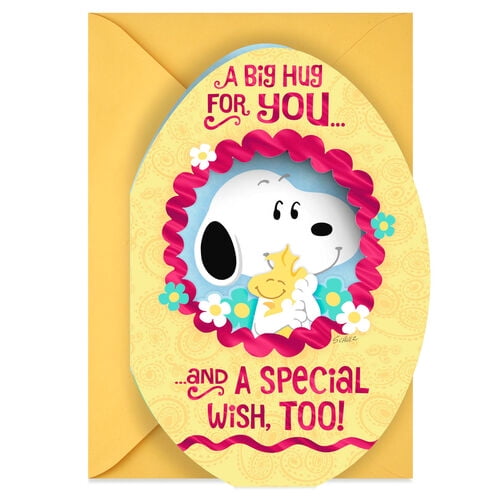 Peanuts Snoopy & Woodstock Happy Easter Chicken & Egg Hallmark Greeting Card 