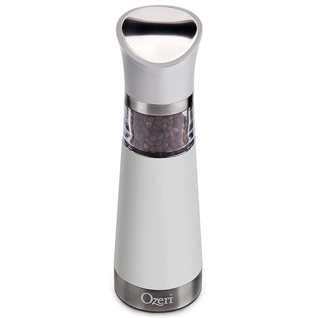 Ovente Electric Salt and Pepper Grinder Set, Battery Operated 4 AA, Black  and White (SPD102BW)