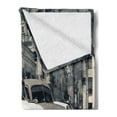 thumbnail image 2 of Vintage Car Soft Flannel Fleece Throw Blanket, Panoramic View of Shabby Old Havana Street Classic American Cars Weathered, Cozy Plush for Indoor and Outdoor Use, 50" x 70", Grey Beige, by Ambesonne, 2 of 5