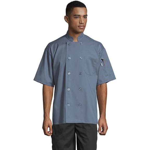 Vtex 0415-6206 Short Sleeve Steel Chef Coat, 2X Large