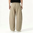 thumbnail image 6 of Atkumj Linen Pants Men with Pockets Fashion Elastic Waist Drawstring Pants Casual Solid Color Straight Leg Men Trousers Pants for Daily Wear 2XL, 6 of 6