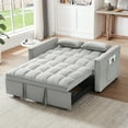 thumbnail image 7 of 3 in 1 Sleeper ,55" Modern Velvet Convertible Pull Out Bed, Loveseat with 2 Toss Pillows and Adjustable Backrest for ,Gray, 7 of 7