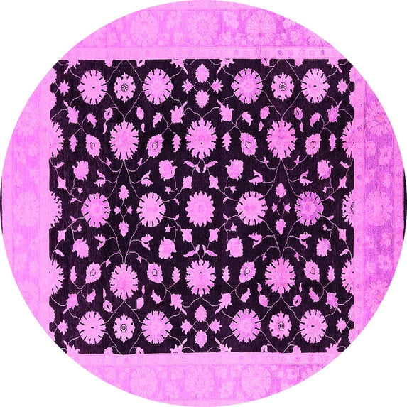 Ahgly Company Indoor Round Oriental Pink Traditional Area Rugs, 7' Round