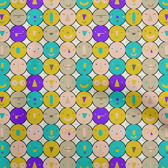 oneOone Cotton Cambric Yellow Fabric Kids Circle Sewing Material Print Fabric By The Yard 42 Inch Wide