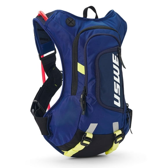 USWE Moto Hydro Mochila de hidratación de 8 L con vejiga de agua de 3,0 L/100 oz, una mochila de gama alta sin rebote para motocicletas Enduro y todoterreno, negro azul