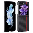 thumbnail image 1 of SaniMore Case for Samsung Galaxy Z Flip 5 6.7" 2023, Carbon Fibre Back Slim Shcokproof Anti-scratch 360°All-around Protective Drop Resistant Case for Galaxy Z Flip 5, Red, 1 of 5