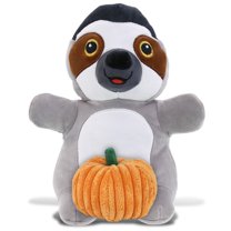 DolliBu Snug-Mooshies Standing Sloth Stuffed Animal with Pumpkin Decor - Pumpkin Plush Animal for Fall, Halloween and Thanksgiving, Pumpkin Toy for Baby, Kids, Adults - 10 Inches