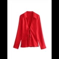 thumbnail image 3 of Camisas de Satén con Lazo Frontal para Mujer, Blusas de Seda con Escote en V Profundo para Discoteca, Blusa de Larga Y2K para Salir Rojo XS, 3 of 8