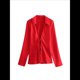 thumbnail image 3 of Camisas de Satén con Lazo Frontal para Mujer, Blusas de Seda con Escote en V Profundo para Discoteca, Blusa de Larga Y2K para Salir Rojo L, 3 of 7