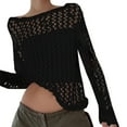 thumbnail image 2 of Dtydtpe Oversized Sweaters for Women, Womens Knit Top Long Sleeve Crochet Hollow Out Crewneck Sweater Tops Sweaters for Women, 2 of 5