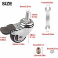 thumbnail image 2 of 4Pcs Roulettes Pivotantes avec Frein 38MM, Roulettes de Filetées M8x20MM, Roulettes pour Meubles, Charge 88KG, Roulette en TPE Caoutchouc pour Petits Equipements, 2 of 5