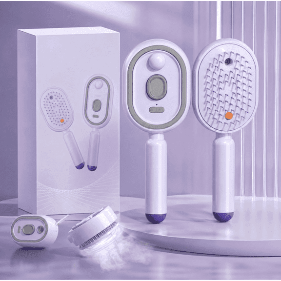 2026 New Electric Spray Air Cushion Massage Comb, Detangling Steam Brush, 3-in-1 Electric Mist Spray Hair Brush, Self-Cleaning Anti-Tangle, Anti-Static for Frizzy Hair & Scalp Care