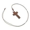 thumbnail image 1 of Collar con colgante de cruz de madera y cadena de cuerda ajustable para hombre y mujer, ideal para diferentes atuendos y ocasiones., 1 of 7