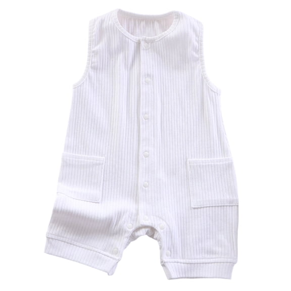 KPOPLK Baby Boy Girl Sleeveless Jumpsuit Clothes Summer Romper Breathable Bodysuit Newborn Clothing 3M 6M 9M 12M 18M 24M 36M Size 6-9 Months,White